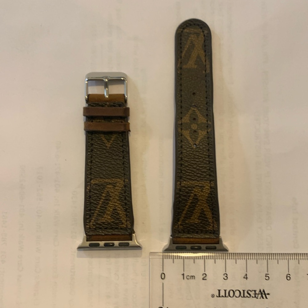 Louis Vuitton print leather adjustable watch strap